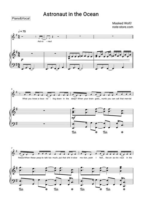 Astronaut In The Ocean Piano Sheet Music And Voice Masked Wolf In Note Pianoandvocal