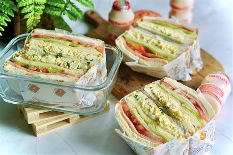 Japanese Egg And Ham Sandwich Cut Open Wrapped Sandwich Recipes