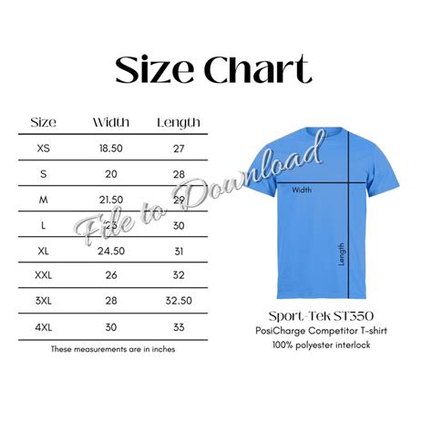 Sport Tek ST350 Size Chart Sport Tek Posicharge Competitor T Shirt