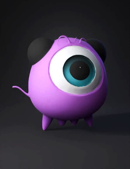 3d Model Purple One Eyed Monster With Rounded Body Small Legs Purple
