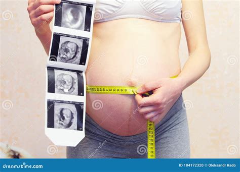 Pregnancy Ultrasound Scan Pregnant Woman Holding Ultrasound Scan On