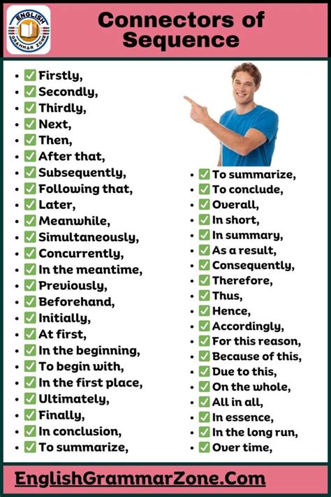 Connectors Of Sequence List And Example Sentence English Grammar Zone