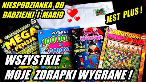 ZDRAPKI LOTTO UDANY MIX WSZYSTKIE ZDRAPKI WYGRANE ORAZ