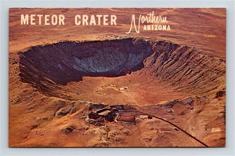 Arizona Meteor Crater National Landmark Scenic Birds Eye View Chrome