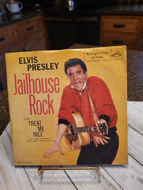 Elvis Presley 45 Rpm Picture Sleeve Record Jailhouse Rock Treat Me Nice