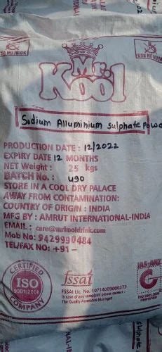 Sodium Aluminium Sulphate Food Grade Packaging Size 25kg Packaging Type Bag At Rs 42 Kg In