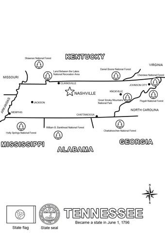 Tennessee State Map coloring page | Free Printable Coloring Pages