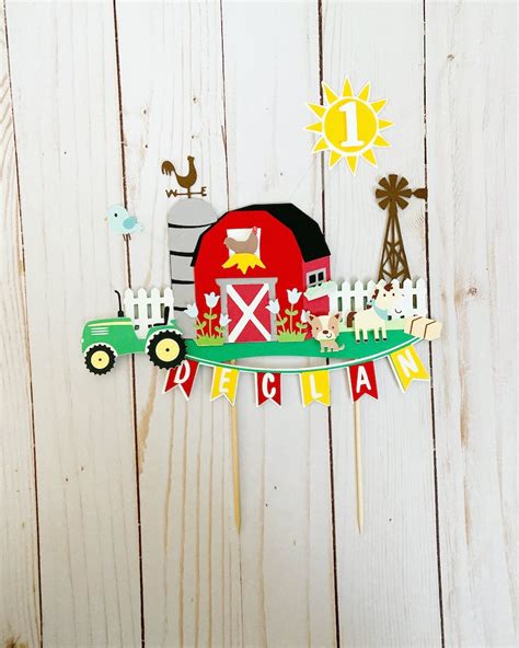 Tractor and Barn Cake Topper Barnyard Birthday Decorations - Etsy