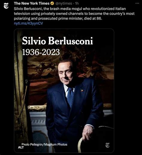 Il Tweet Del New York Times Sulla Morte Di Silvio Berlusconi Dago