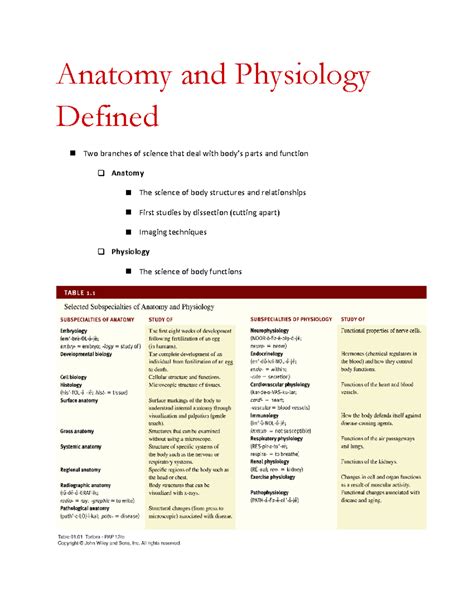 1 - anatomy and physiology notes - Anatomy and Physiology Defined Two ...