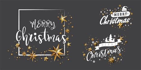 Premium Vector Set Of Merry Christmas Calligraphic Design And