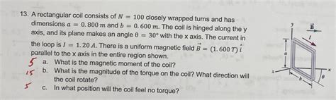 Solved A Rectangular Coil Consists Of N Closely Chegg