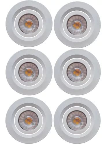 Kit 6 Spot Led Direcional 3w Embutir Redondo Branco Quente Frete grátis