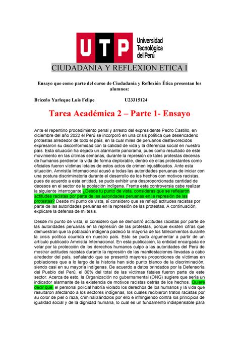 Ciudadan A S Ensayo Traabajo Ciudadania Y Reflexion Etica I