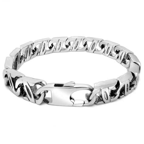 Men's Polished Stainless Steel Chain Bracelet - BijouxStore - webid:729