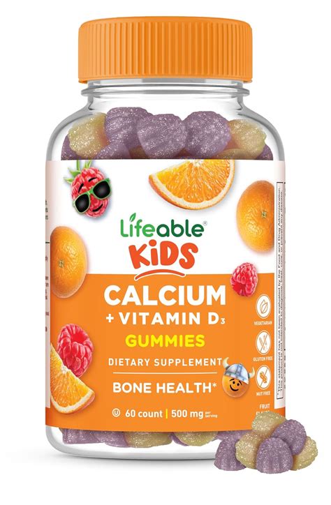 Calcio Para Crianças - Gomas de Cálcio Lifeable para Crianças com Vitamina D3 | 500 mg de ...