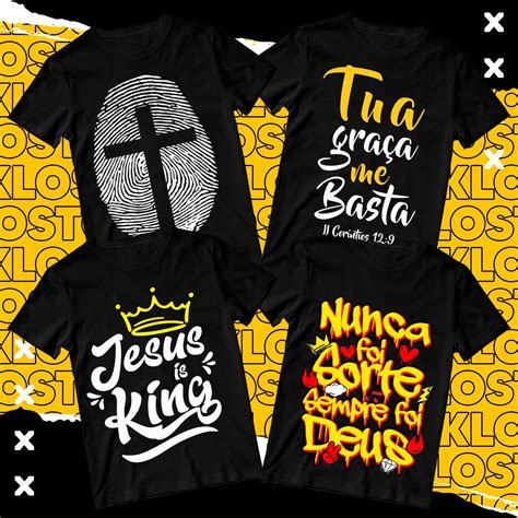 Kit Camisetas Gospel Crist Evang Lica Tua Gra A Deus Cruz