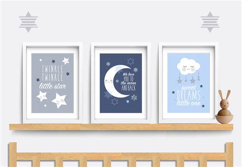 Nursery Wall Art. Set of 3 Baby Nursery Prints. Cloud Nursery - Etsy