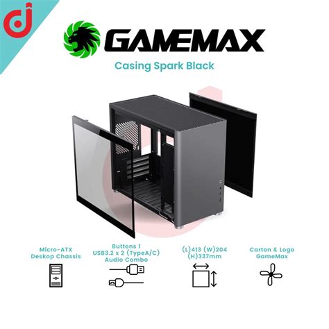 Jual GameMax Casing SPARK White Black Gaming Mini Tower Micro ATX USB