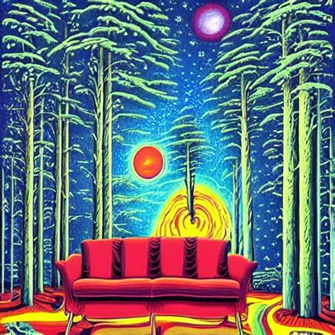 Psychedelic Trippy Melting Pine Forest Planets Milky Stable