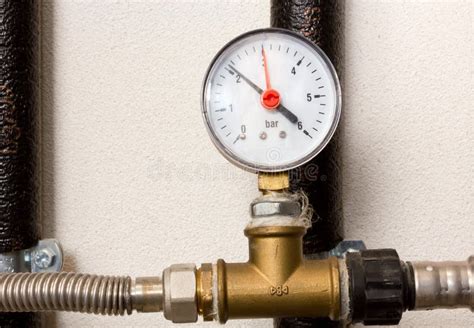 Pressure Gauge in a Boiler Room Stock Photo - Image of wall, manometer ...