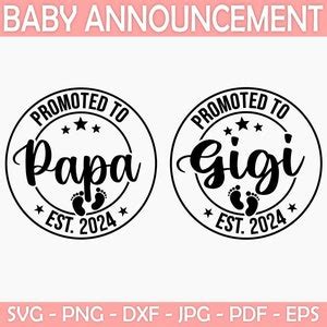 Promoted To Gigi And Papa Svg Png Baby Announcement Svg Etsy