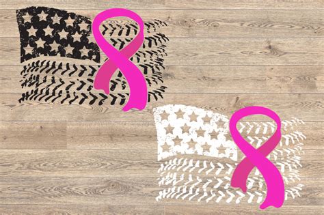 Pink Ribbon American Flag Usa Baseball Flag Svg Grunge Awareness By Hamhamart Thehungryjpeg