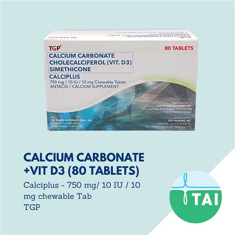 Calcium Carbonate Vit D3 80 Tablets Lazada Ph