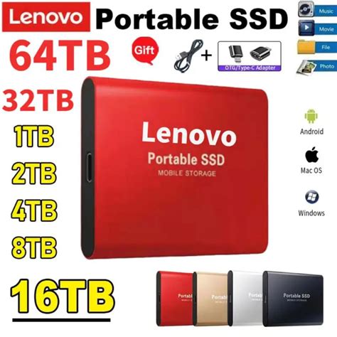 Lenovo Disque SSD Portable Pour Ordinateur Portable 8 To 16 To 500 Go