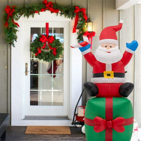 6 Ft Christmas Inflatable Santa Claus With Blow Up T Box Outdoor De