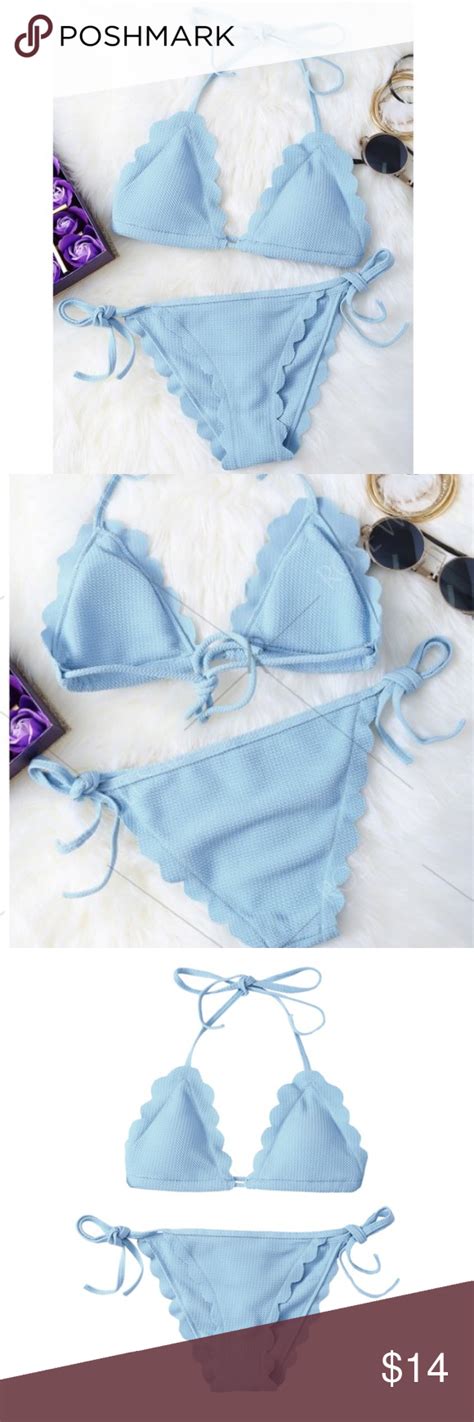 Scalloped Baby Blue Bikini Set Blue Bikini Set Bikinis Fashion Walk