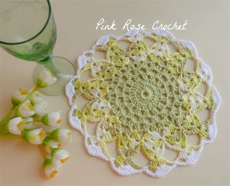 Pink Rose Crochet Centrinho Sousplat Place Mat Carpeta Naperon