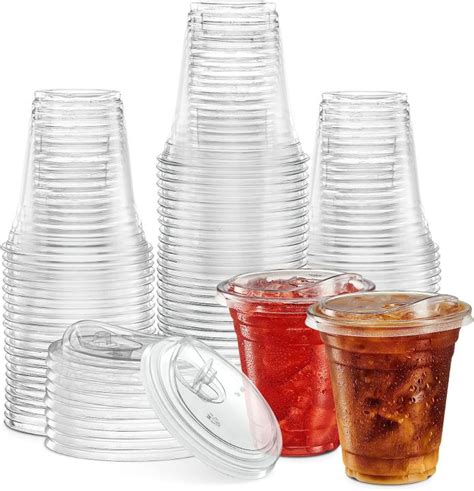 Oz Clear Cups With Strawless Sip Lids Pet Crystal Clear Disposable