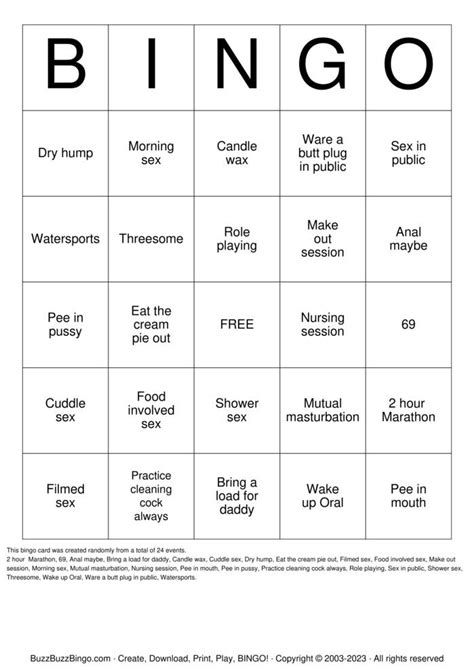 Sex Act Bingo Bingo Cards To Download Print And Customize