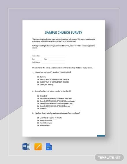 FREE 8 Sample Church Survey Templates In MS Word PDF