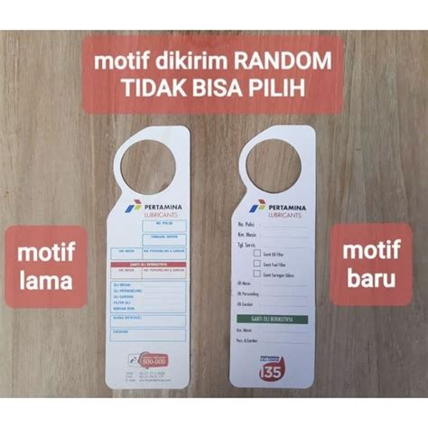 Jual 1 Biji Kertas Label Tag Kartu Gantungan Ganti Oli Pertamina