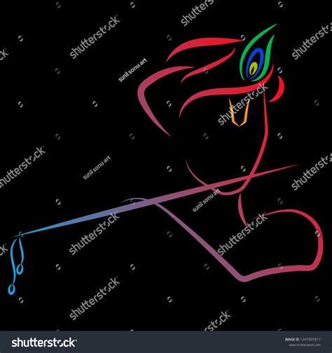 Krishna Line Vector Art Design Gradient Stock Vector (Royalty Free ...