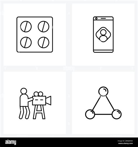 4 Editable Vector Line Icons And Modern Symbols Of Tablets Cameraman