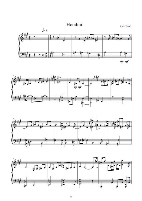 Houdini Arr Kate Bush By Kate Bush Sheet Music For Piano Solo At Sheet Music Direct