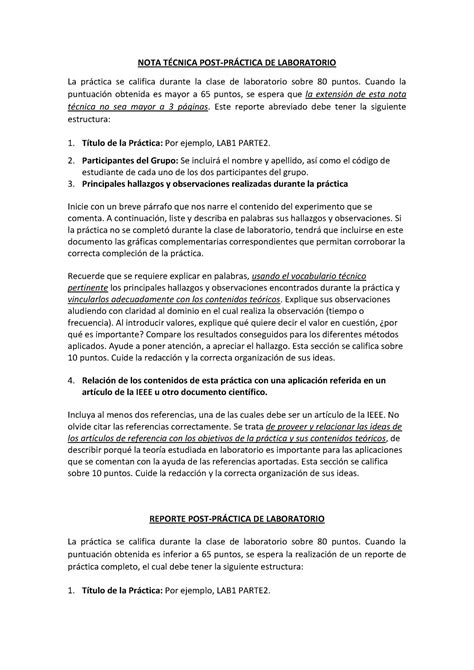 NOTA Técnica Postlab 202210 NOTA TÉCNICA POST PRÁCTICA DE LABORATORIO