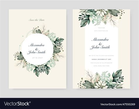 Sage green elegant watercolor flower wedding Vector Image