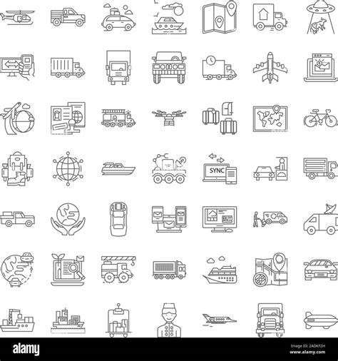 Import And Exports Line Icons Signs Symbols Vector Linear