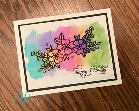 Happy Birthday Card with Watercolor Flowers