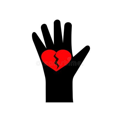 Hand Holds A Broken Red Heart Conceptual Vector Clipart And Drawing Isolated Illustrations On