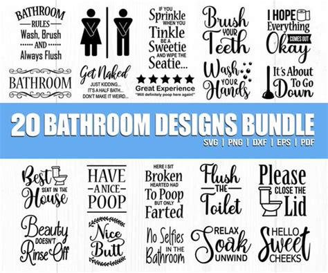 Bathroom Svg Bathroom Svg Bundle Bathroom Sign Svg Washroom Etsy