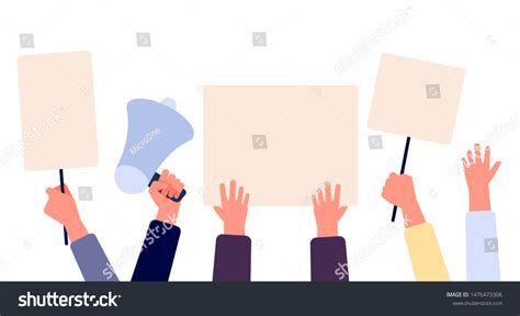 Hands Blank Placard People Holding Protests Stock Vector Royalty Free