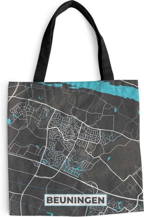 Schoudertas Strandtas Shopper Plattegrond Beuningen Grijs