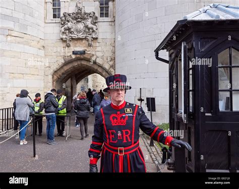 Yeoman Warder Beefeater At The Entrance To The Tower Of London London