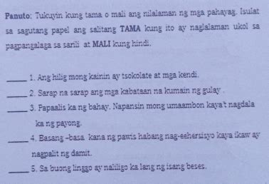 Solved Panuto Tukuyin Kung Tama O Mali Ang Nilalaman Ng Mga Pahayag