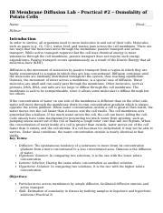 Ib Potato Osmolarity Lab Docx Ib Membrane Diffusion Lab Practical